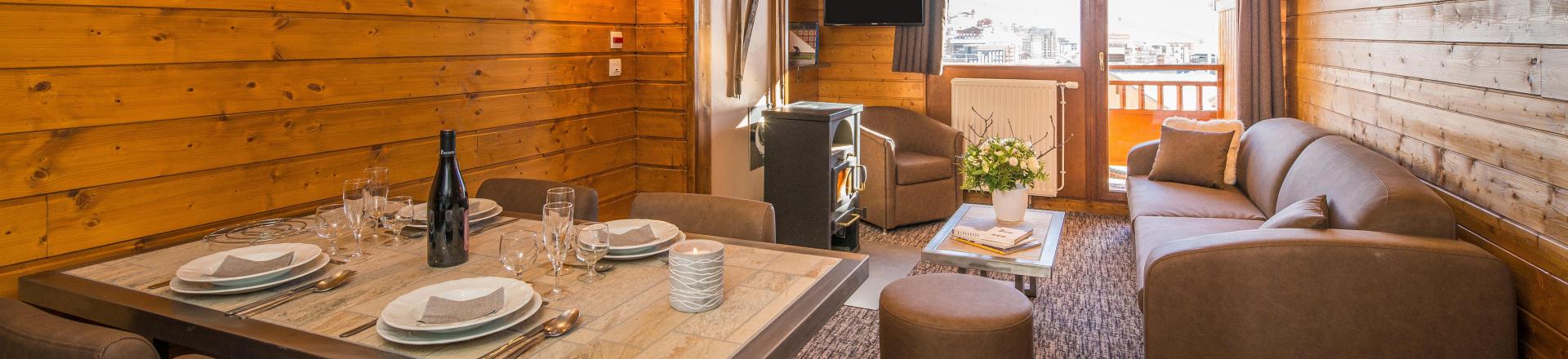 Vakantie in de bergen Appartement 3 kamers 4-6 personen (Grand Confort) - Chalet Val 2400 - Val Thorens - Woonkamer