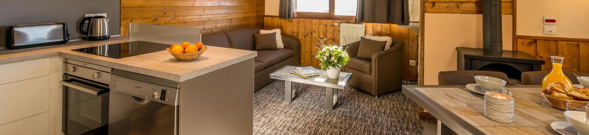 Vakantie in de bergen Appartement 3 kamers 4-6 personen - Chalet Val 2400 - Val Thorens - Woonkamer
