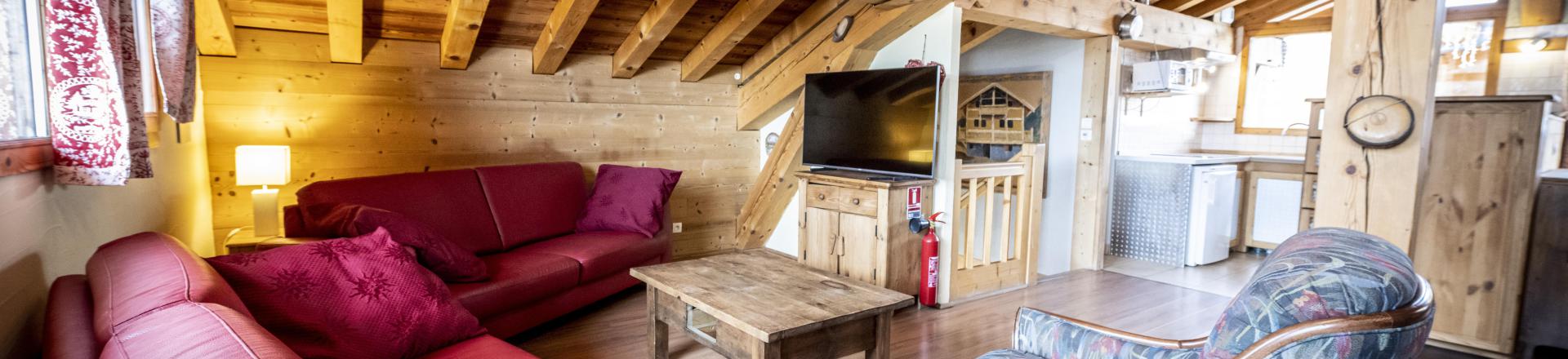 Holiday in mountain resort 6 room triplex chalet 11 people (Mont Blanc) - Chalets du Cocoon - La Plagne - Living room