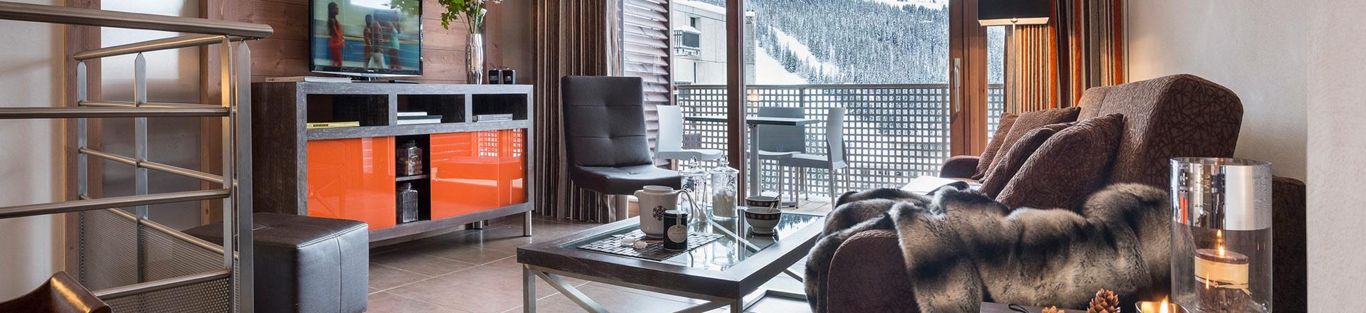 Urlaub in den Bergen Résidence Boutique Le Centaure - Flaine - Kleines Wohnzimmer