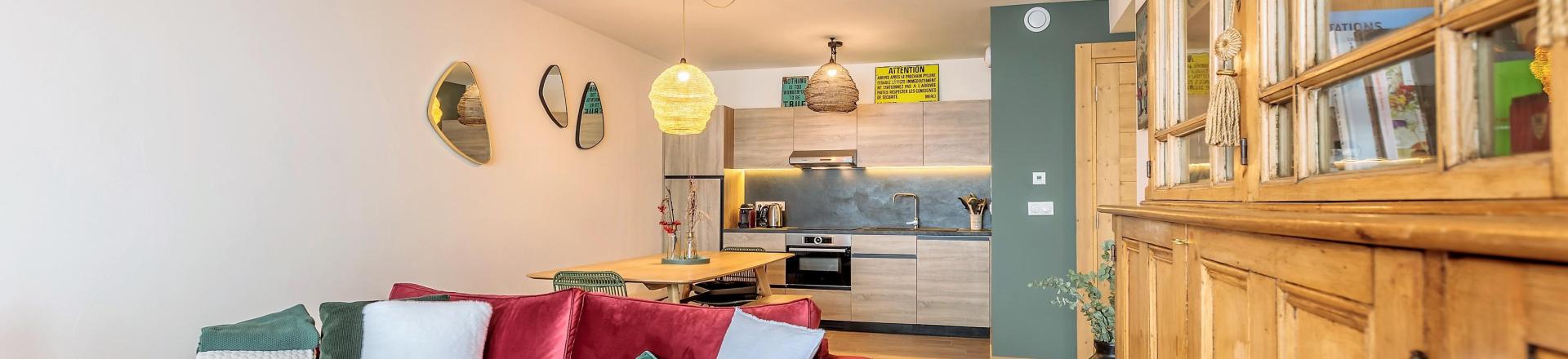 Vakantie in de bergen Appartement 3 kamers bergnis 8 personen (403) - Résidence le Ridge - Les Arcs - Woonkamer