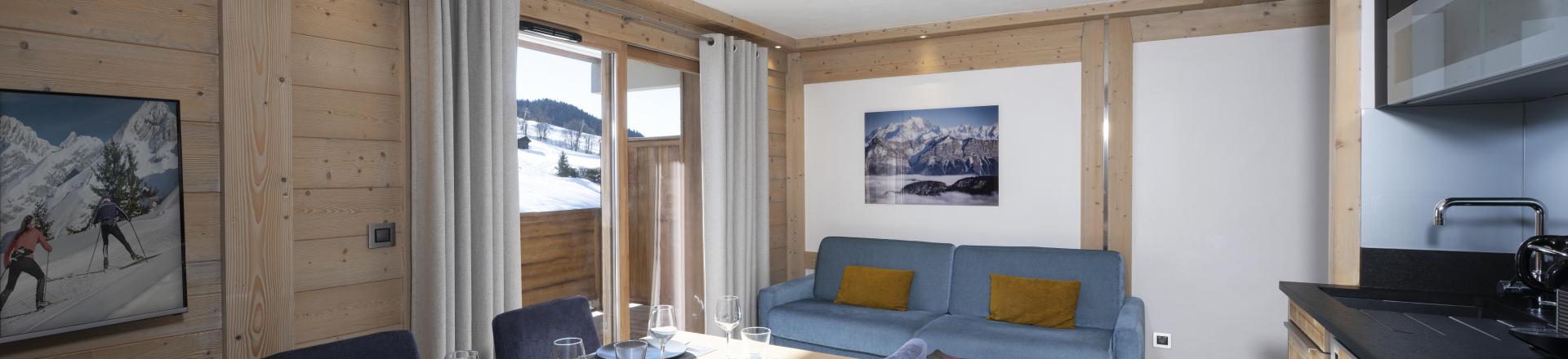 Urlaub in den Bergen 2-Zimmer-Berghütte für 4 Personen - Résidence le Roc des Tours - Le Grand Bornand - Wohnzimmer