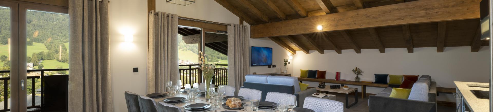 Vakantie in de bergen Appartement 5 kamers 10 personen (Prestige) - Résidence Les Chalets Láska - Les Contamines-Montjoie - Eethoek