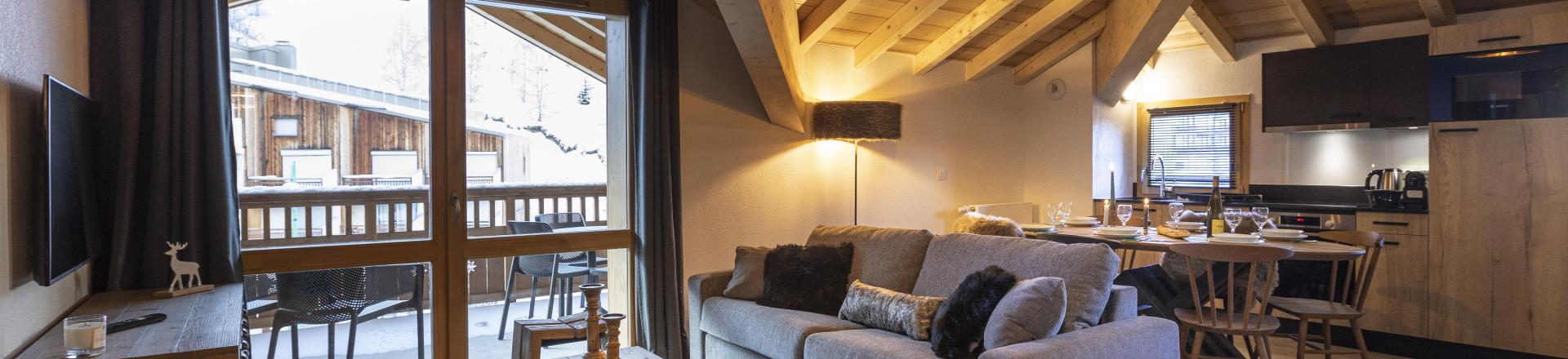 Urlaub in den Bergen 3-Zimmer-Holzhütte für 8 Personen - Résidence Neige et Soleil - Les 2 Alpes - Wohnzimmer