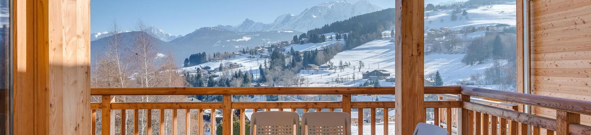 Urlaub in den Bergen Doppelchalethälfte 5 Zimmer für 10 Personen (premium) - Résidence Terresens Fermes du Mont Blanc - Combloux - Balkon