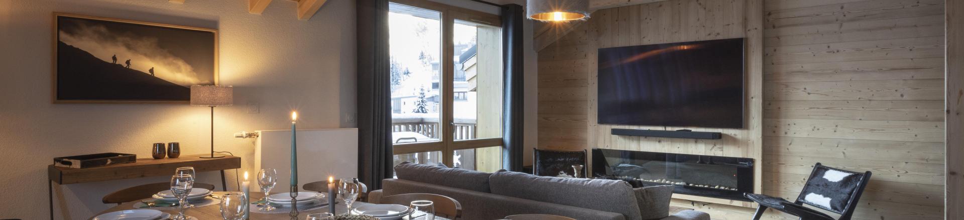 Urlaub in den Bergen 4-Zimmer-Holzhütte für 10 Personen - Résidence Terresens Neige et Soleil - Les 2 Alpes - Wohnzimmer