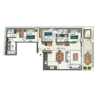 Vacances en montagne Appartement 4 pièces cabine 6-8 personnes (03) - Alaska Lodge - Val d'Isère - Plan