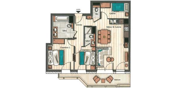 Holiday in mountain resort 3 room apartment cabin 4-6 people (A205) - Annapurna - Les Gets - Plan