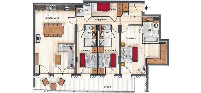 Vacances en montagne Appartement 4 pièces cabine 6-8 personnes (B101) - Annapurna - Les Gets - Plan