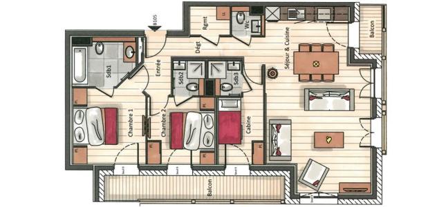 Vacances en montagne Appartement 3 pièces cabine 4-6 personnes (B105) - Annapurna - Les Gets - Plan