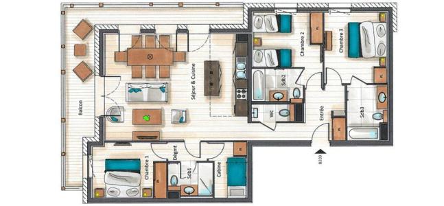 Wakacje w górach Apartament 4 pokojowy kabina 6-8 osób (B203) - Annapurna - Les Gets - Plan