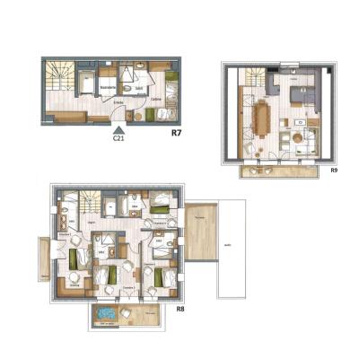 Vacances en montagne Appartement 5 pièces cabine 10-12 personnes (C21) - Falcon - Méribel - Plan