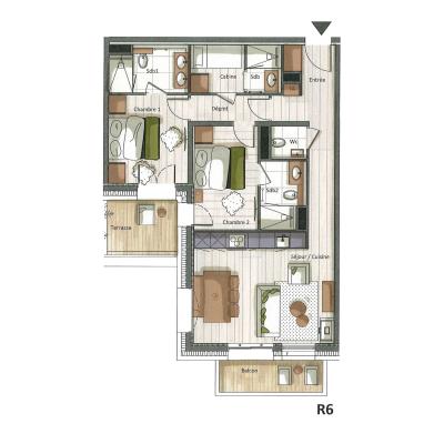 Holiday in mountain resort 3 room apartment cabin 4-6 people (D11) - Falcon - Méribel - Plan