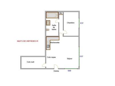 Holiday in mountain resort 2 room apartment sleeping corner 4 people (01) - HAUTS DES RIFFROIDS A - La Clusaz - Plan