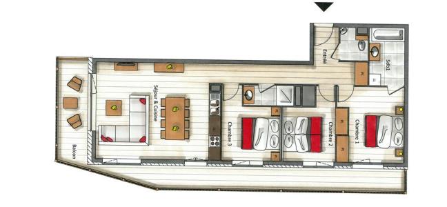 Holiday in mountain resort 4 room apartment 6 people (14) - K2 - Les Gets - Plan