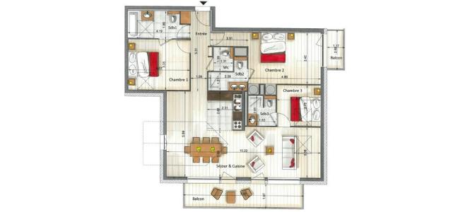 Holiday in mountain resort 4 room apartment 6 people (22) - K2 - Les Gets - Plan