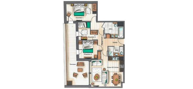 Vacanze in montagna Appartamento 3 stanze con cabina per 4-6 persone (C02) - Keystone Lodge - Courchevel - Mappa