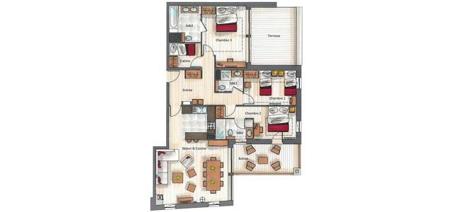 Urlaub in den Bergen Wohnung 4 Zimmer Kabine 6-8 Personen (C04) - Keystone Lodge - Courchevel - Plan