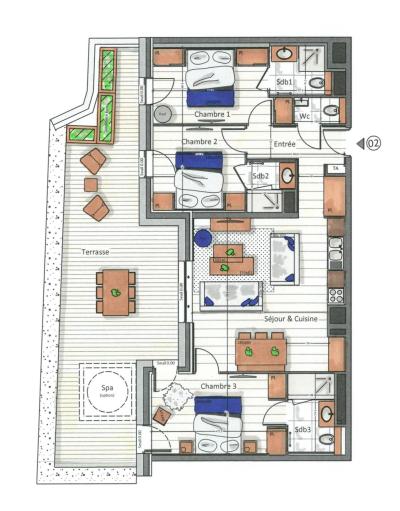 Vacaciones en montaña Apartamento 4 piezas para 6 personas (2) - Kinabalu - Les Gets - Plano