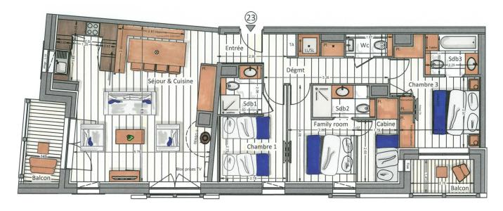 Каникулы в горах Апартаменты 4 комнат кабин 6-8 чел. (23) - Kinabalu - Les Gets - план