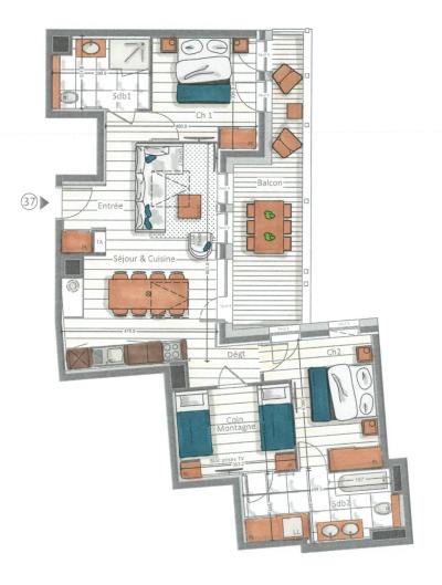 Vacances en montagne Appartement 3 pièces cabine 5-7 personnes (37) - Kinabalu - Les Gets - Plan