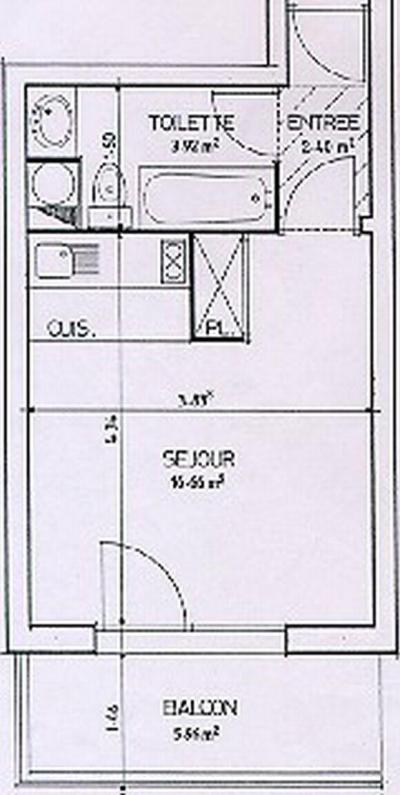 Каникулы в горах Квартира студия со спальней для 4 чел. (106) - L'AIGUILLE - Chamrousse - план