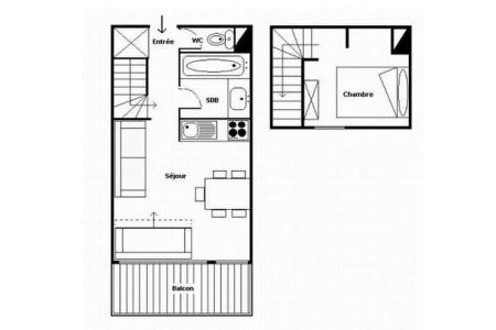 Wakacje w górach Apartament duplex 2 pokojowy 4 osób (807) - La Résidence Boëdette - Les Menuires - Plan