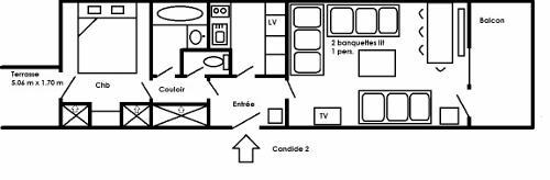 Vacanze in montagna Appartamento 2 stanze per 4 persone (2) - La Résidence Candide - Méribel-Mottaret - Mappa