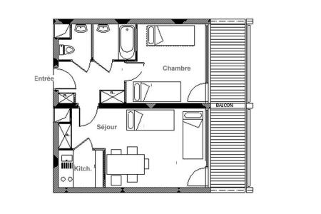 Holiday in mountain resort 2 room apartment 5 people (523) - La Résidence la Chavière - Les Menuires - Plan