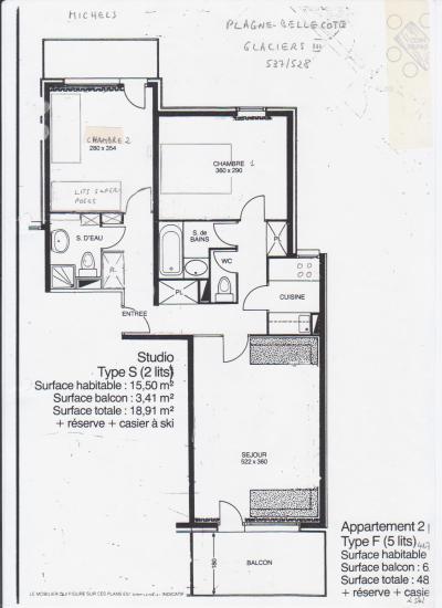 Vacaciones en montaña Apartamento 3 piezas para 7 personas (537) - La Résidence les Glaciers 3 - La Plagne - Plano