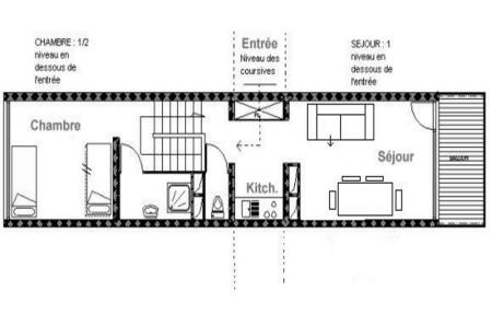 Wakacje w górach Apartament duplex 2 pokojowy 5 osób (D14) - La Résidence les Lauzes - Les Menuires - Plan