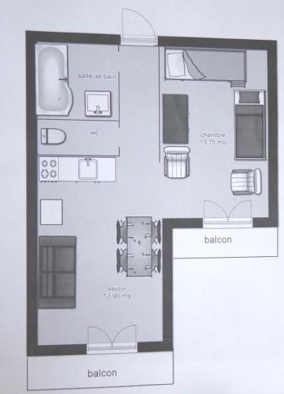 Urlaub in den Bergen Studio Kabine für 4 Personen (633) - La Résidence les Sétives - Aussois - Plan