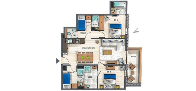 Vacanze in montagna Appartamento 4 stanze con cabina per 6-8 persone (A01) - Le C - Courchevel - Mappa