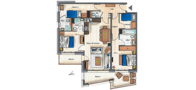 Holiday in mountain resort 4 room apartment cabin 6-8 people (A03) - Le C - Courchevel - Plan