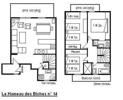 Holiday in mountain resort 4 room apartment 6 people (14) - Le Hameau des Biches - Méribel - Plan