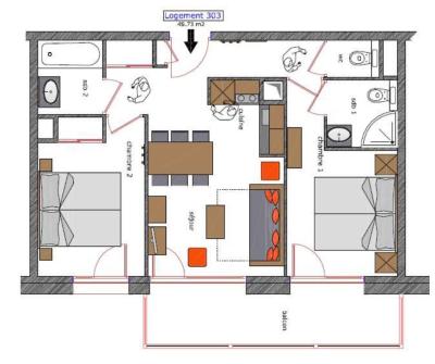 Vacances en montagne appartement 3 pièces 5 personnes PMR - Le Roc Noir - La Rosière - Plan