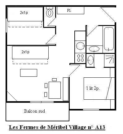 Vacances en montagne Appartement 3 pièces 6 personnes (13) - Les Fermes de Méribel Village - Méribel - Plan