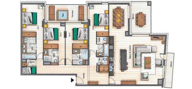 Vacances en montagne Appartement 5 pièces cabine 8-10 personnes (D02) - Mammoth Lodge - Courchevel - Plan