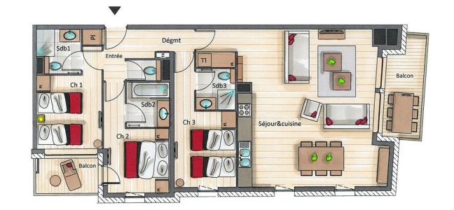 Wakacje w górach Apartament 4 pokojowy 6 osób (D03) - Mammoth Lodge - Courchevel - Plan