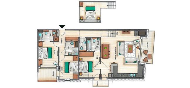 Holiday in mountain resort 5 room duplex apartment 8 people (D07) - Mammoth Lodge - Courchevel - Plan