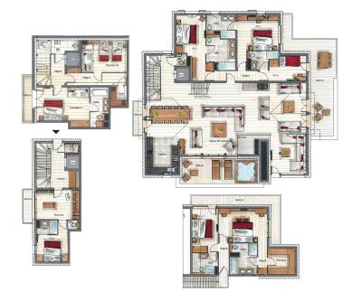 Wakacje w górach Apartament triplex 8 pokojowy  14-16 osób (D15) - Mammoth Lodge - Courchevel - Plan