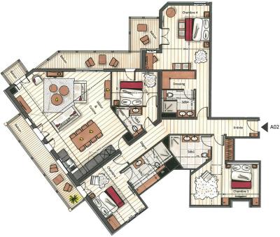 Urlaub in den Bergen 5-Zimmer-Appartment für 8 Personen (Makalu) - Manali Lodge - Courchevel - Plan