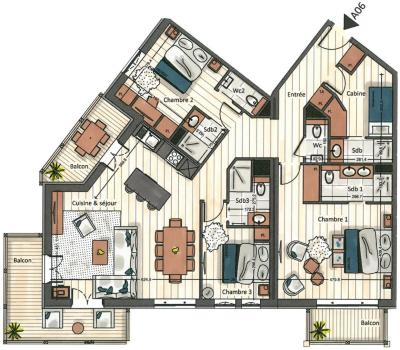 Vacanze in montagna Appartamento 4 stanze con cabina per 6-8 persone (Nirekha) - Manali Lodge - Courchevel - Mappa