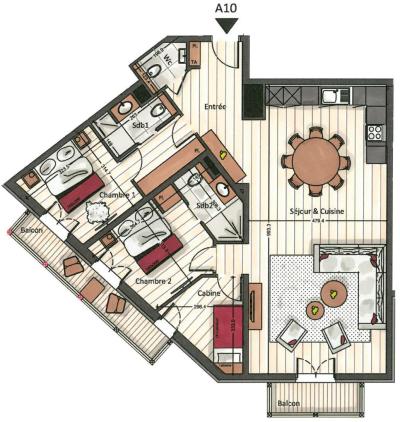 Urlaub in den Bergen Wohnung 3 Zimmer Kabine 4-6 Personen (Nagadi) - Manali Lodge - Courchevel - Plan