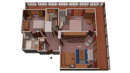 Каникулы в горах Апартаменты 3 комнат 6 чел. (RE010X) - Résidence 1650 - Courchevel - план