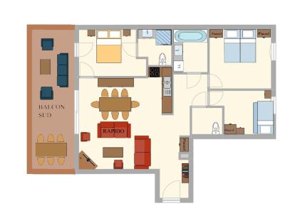 Каникулы в горах Апартаменты 4 комнат 8 чел. (11) - Résidence Akina - Val Cenis - план