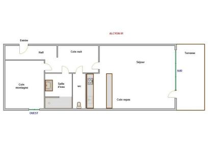 Holiday in mountain resort Studio sleeping corner 5 people (01) - Résidence Alcyon - La Clusaz - Plan