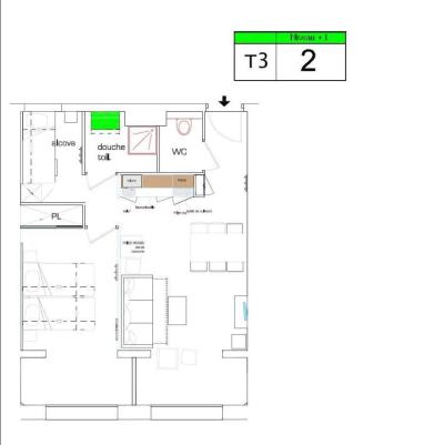 Wakacje w górach Apartament 2 pokojowy z alkową 6 osób (2) - Résidence Almes 1 - Tignes - Plan