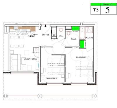 Holiday in mountain resort 3 room apartment 6 people (5) - Résidence Almes 1 - Tignes - Plan