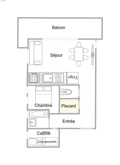 Vacances en montagne Appartement 2 pièces cabine 6 personnes (B5) - Résidence Alpages du Mottaret - Méribel-Mottaret - Plan